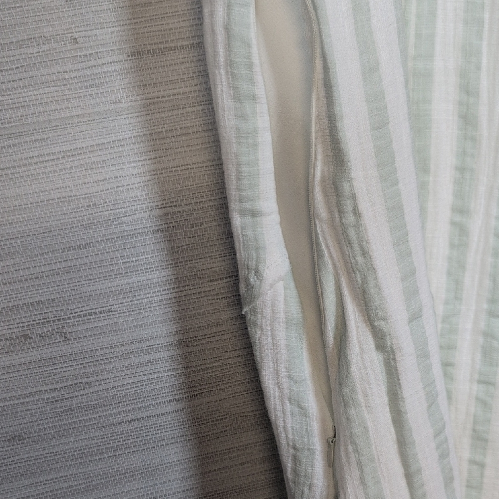 In Loom Seafoam Green And White Striped Gauze Mini Dress High Low Large NWT - Picture 14 of 14